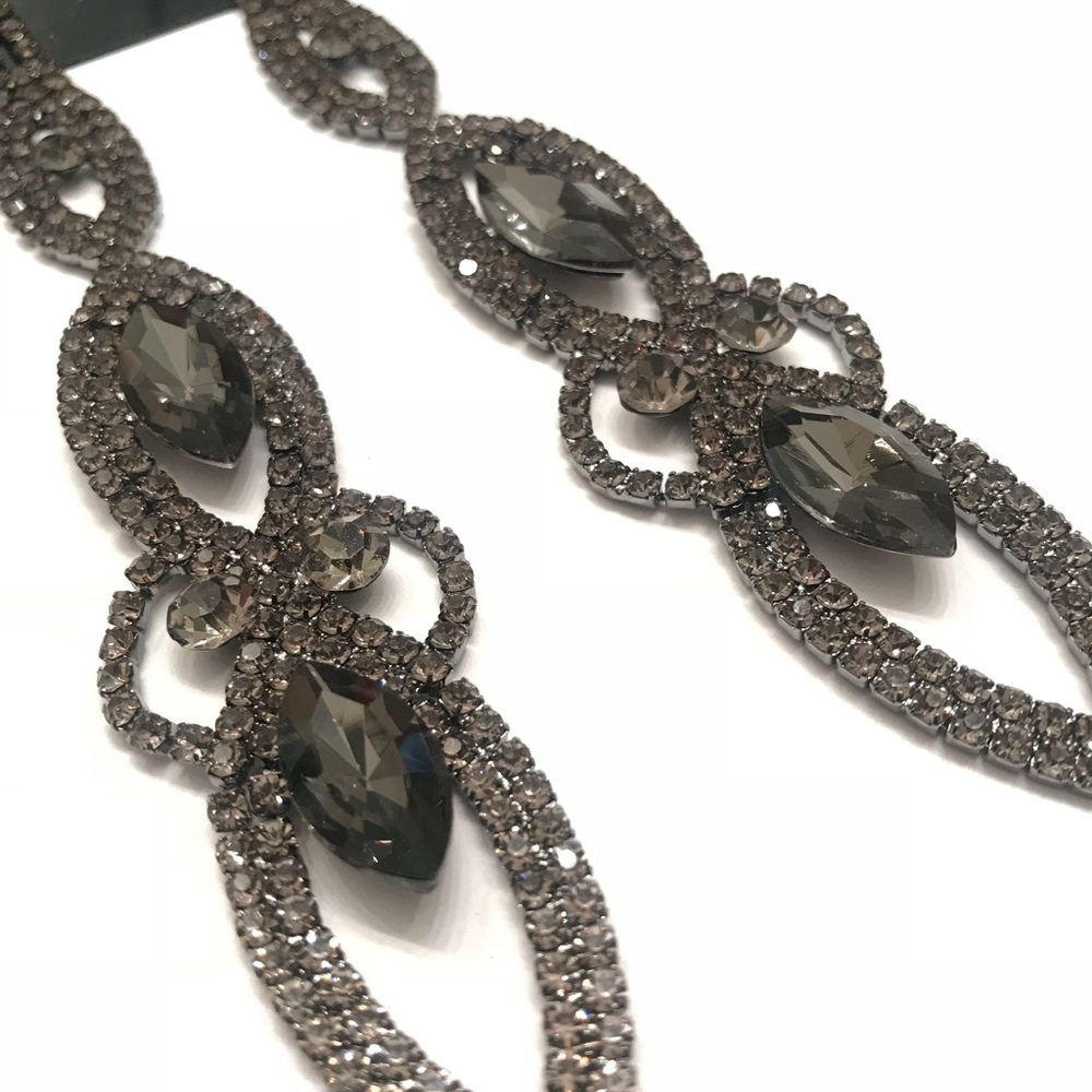 LONG! 6 inch Gray/black statement earrings - Picture 4 of 8
